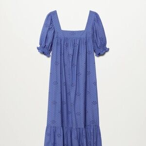 Mango Broderie anglaise cotton maxi dress